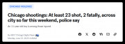 芝加哥槍擊案頻發，至少23人中彈，兩人死亡